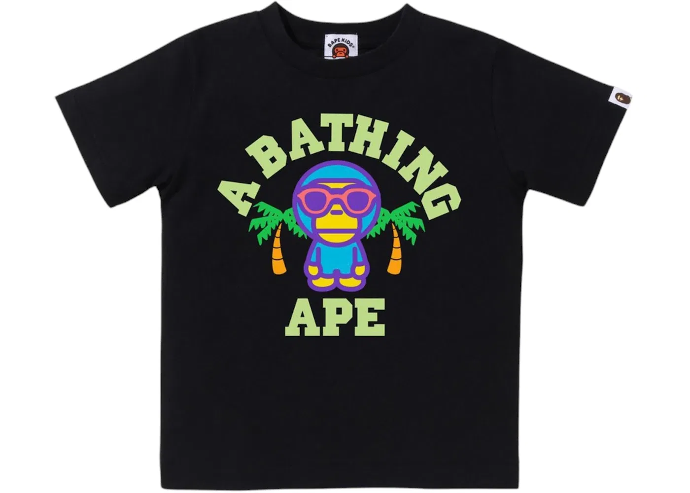 Детская футболка с принтом BAPE Colors Milo College Summer Tee BAPE, Black