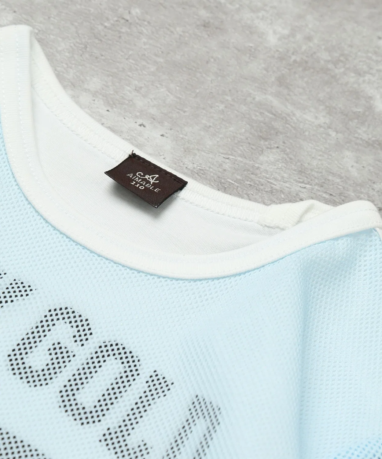Детская футболка с принтом Mesh Layered Numbering AIMABLE, Sax Blue — фото 3