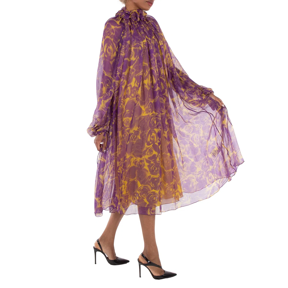 Платье из шелка с принтом Rose Print Silk Dress Burberry, Pear Ip Pattern — фото 3