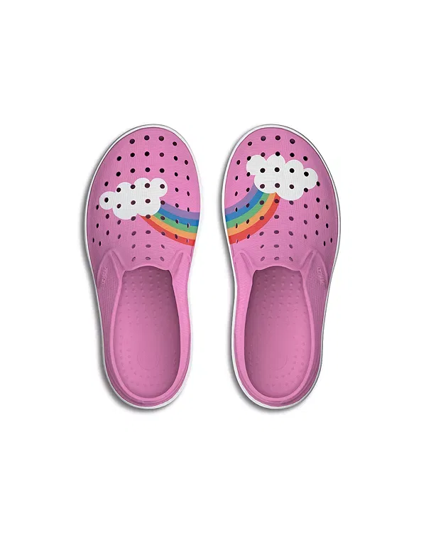Детские кроссовки для девочек с перфорированным дизайном Native Miles Block Shoes, Malibu Pink/Shell White — фото 2
