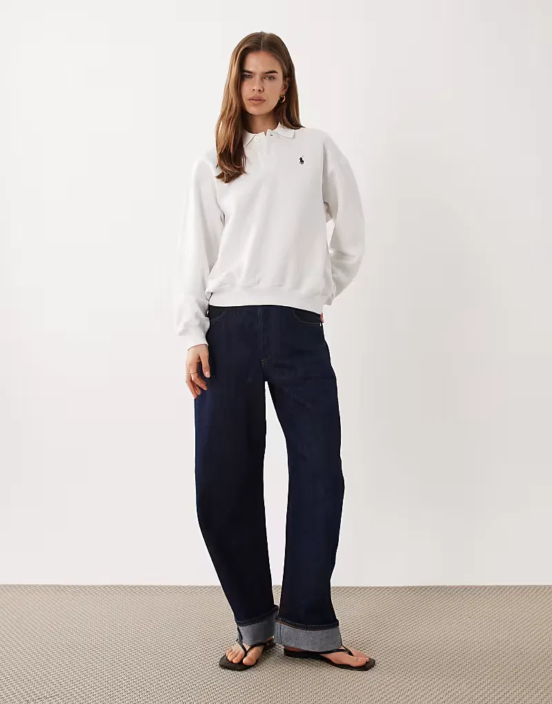 Свитшот регби с воротником и логотипом icon Polo Ralph Lauren, белый — фото 3