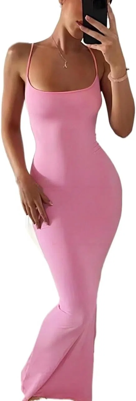 Женское приталенное платье без рукавов Bodycon, Pink