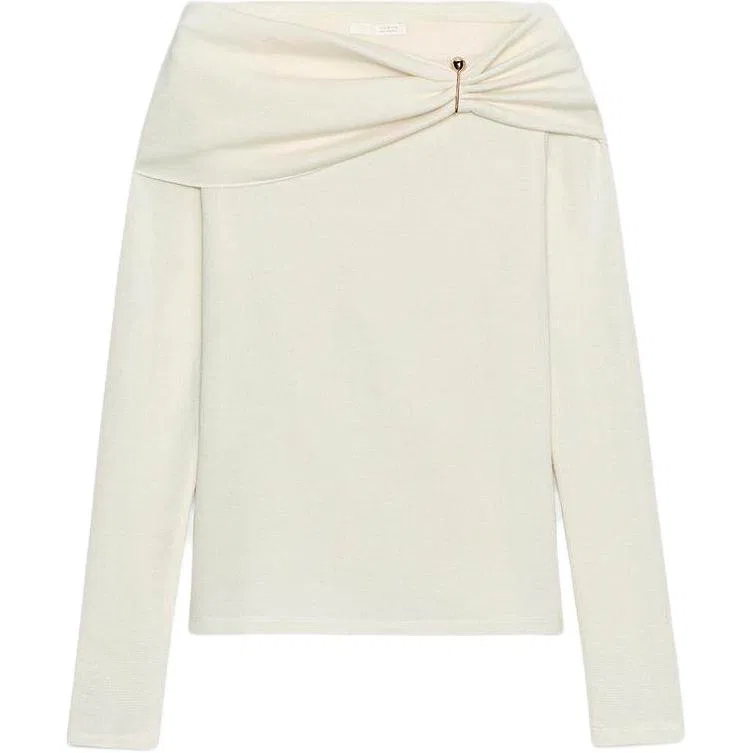 Женская футболка с лодочкой, хлопковая, Raw White, ZARA