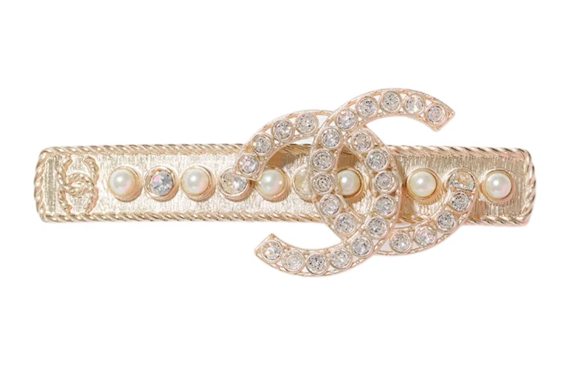 Заколка для волос с жемчугом и кристаллами, Early Spring, CHANEL, Gold