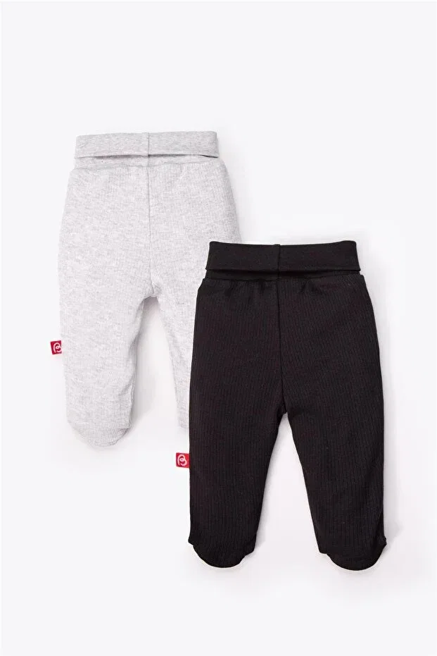 Детские брюки для девочек хлопковые Pants with socks 2-piece Bebetto, Black — фото 2