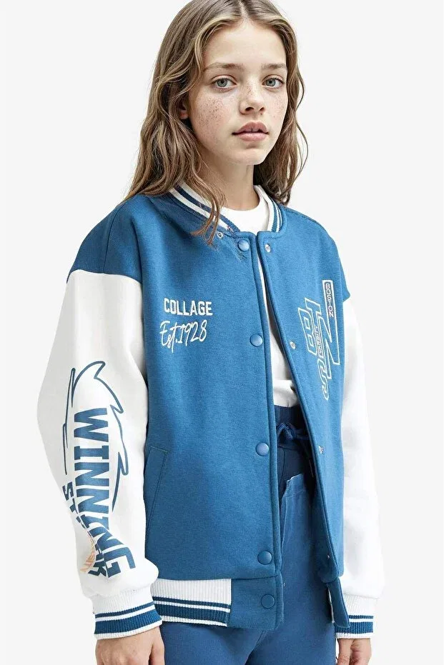 Детский кардиган с принтом Oversize Cotton Defacto, Blue-Be376
