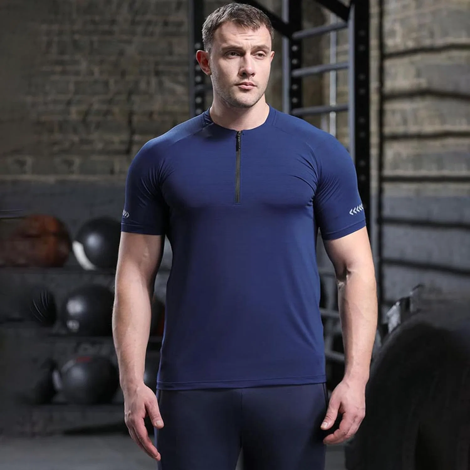 Мужская компрессионная футболка быстросохнущая Generic, Navy — фото 3