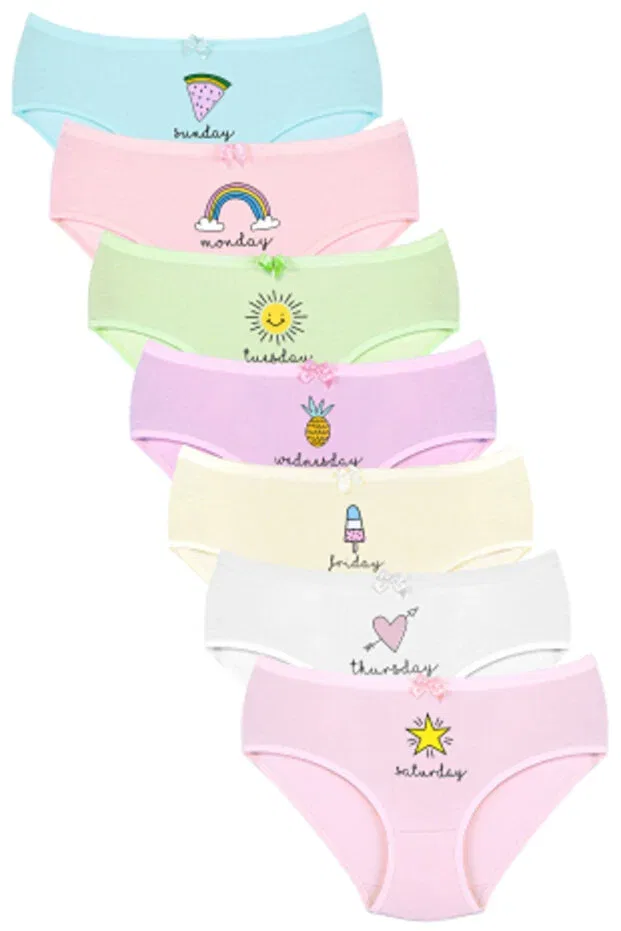 Детские трусы для девочек с принтом 7 шт Newlilla, Mixed Light Colors — фото 3