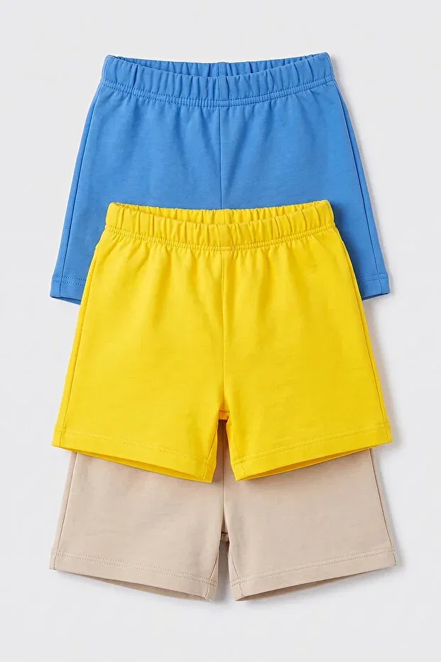 Детский комплект шорт из хлопка Dmb, Blue - Yellow - Beige