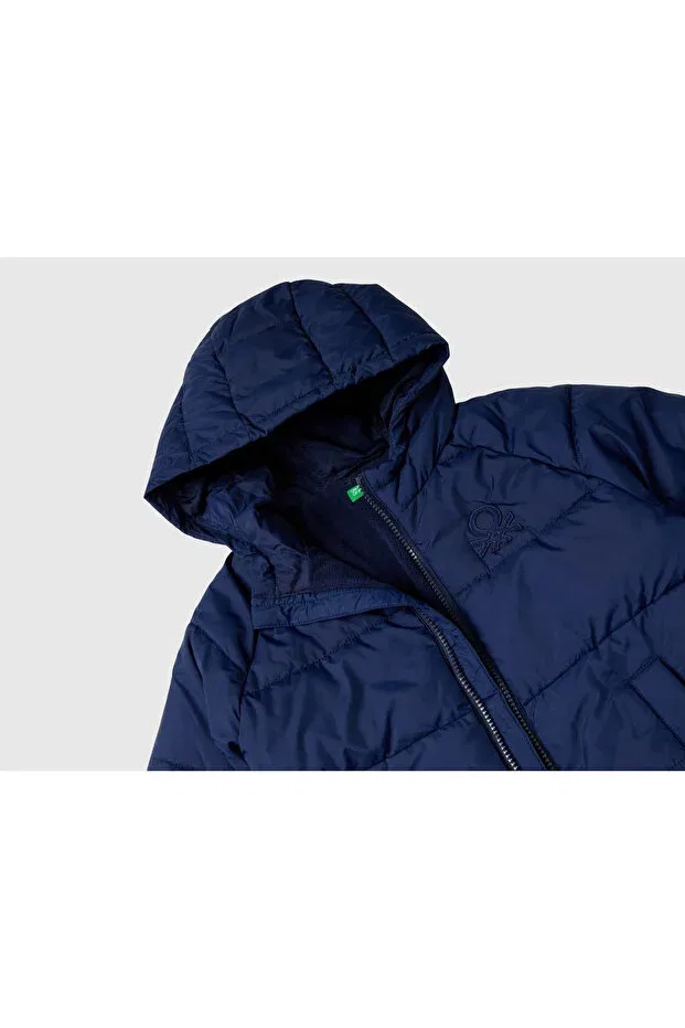 Детское пальто для мальчиков с капюшоном United Colors Of Benetton, Navy Blue — фото 3