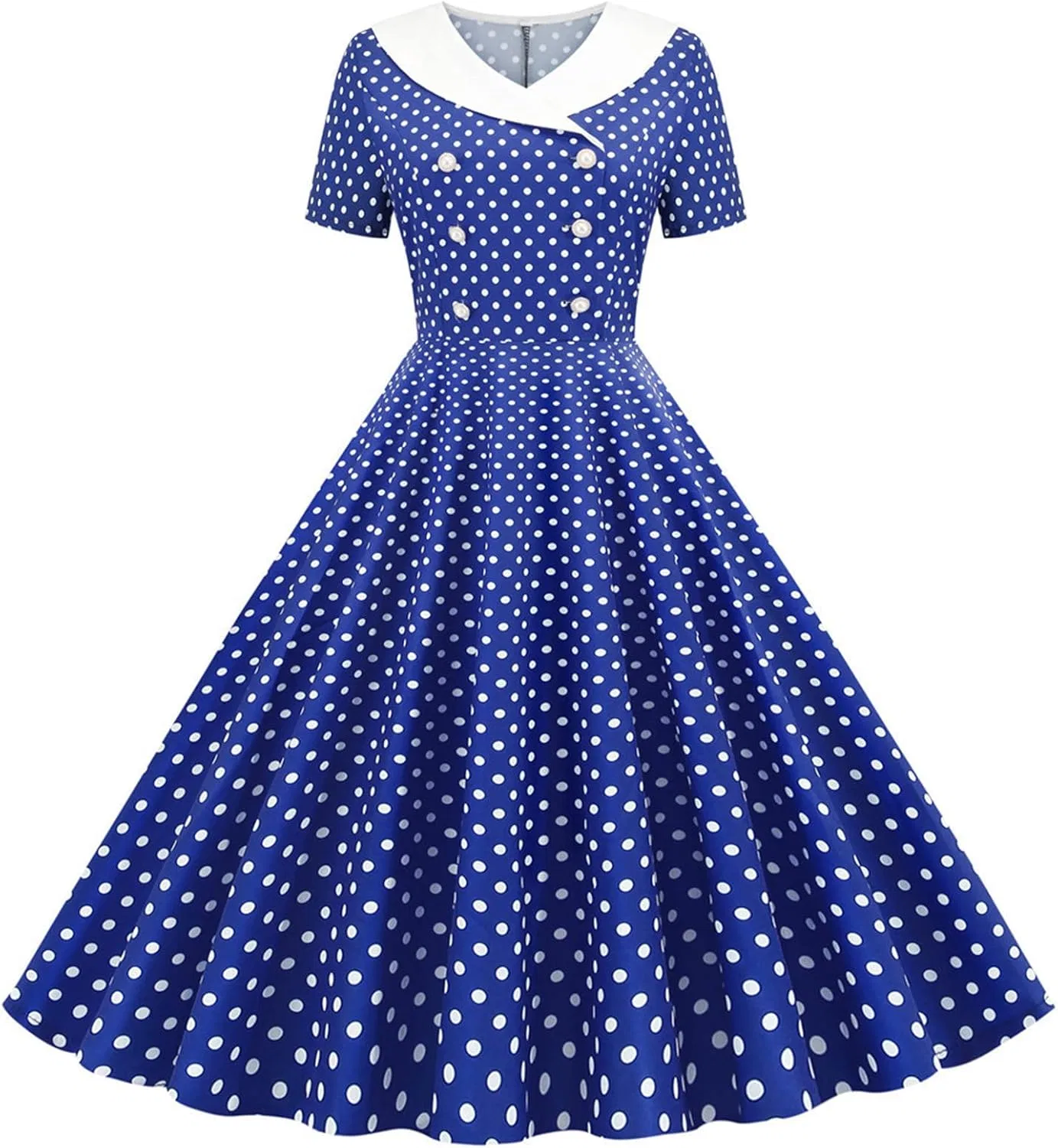 Женское платье с двойной пуговицей и горошек Hepburn, Dark Blue