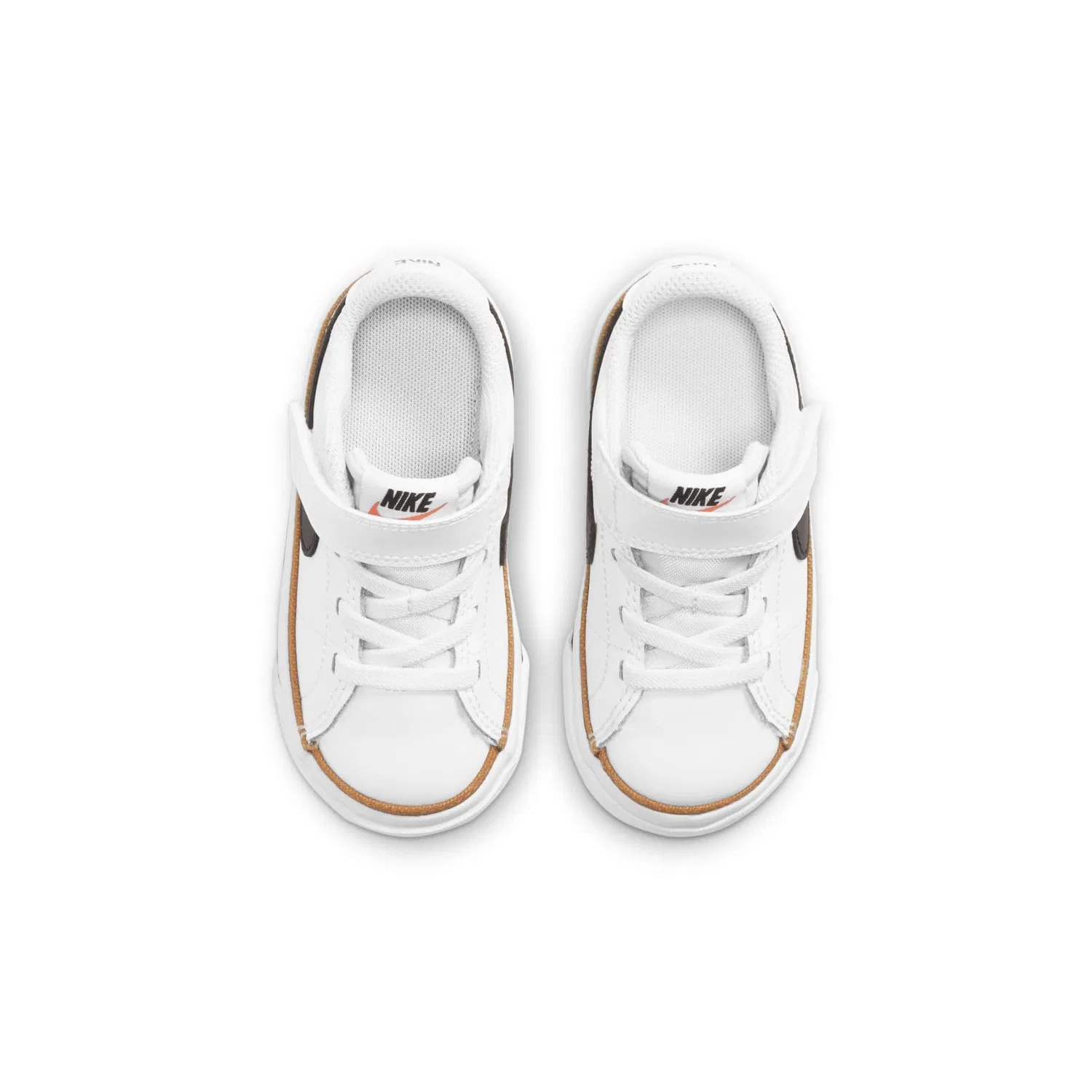 Детские кроссовки для мальчиков с кожаным верхом Court Legacy NIKE, White Black Desert Ochre Gum Light Brown — фото 3