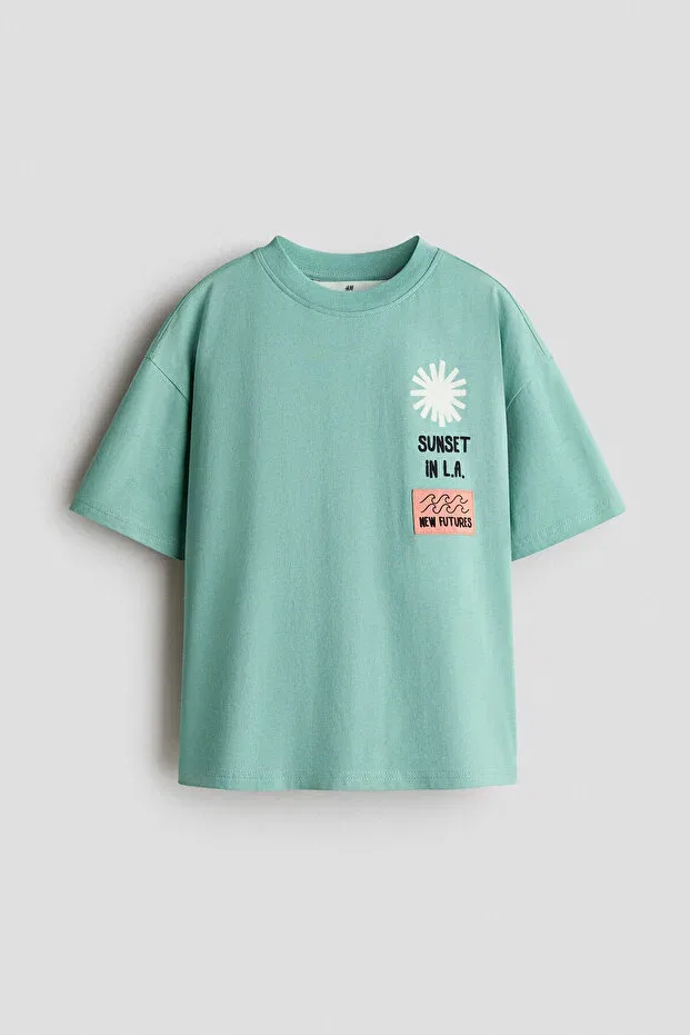 Детская футболка с принтом H&M, Green Sunset — фото 4