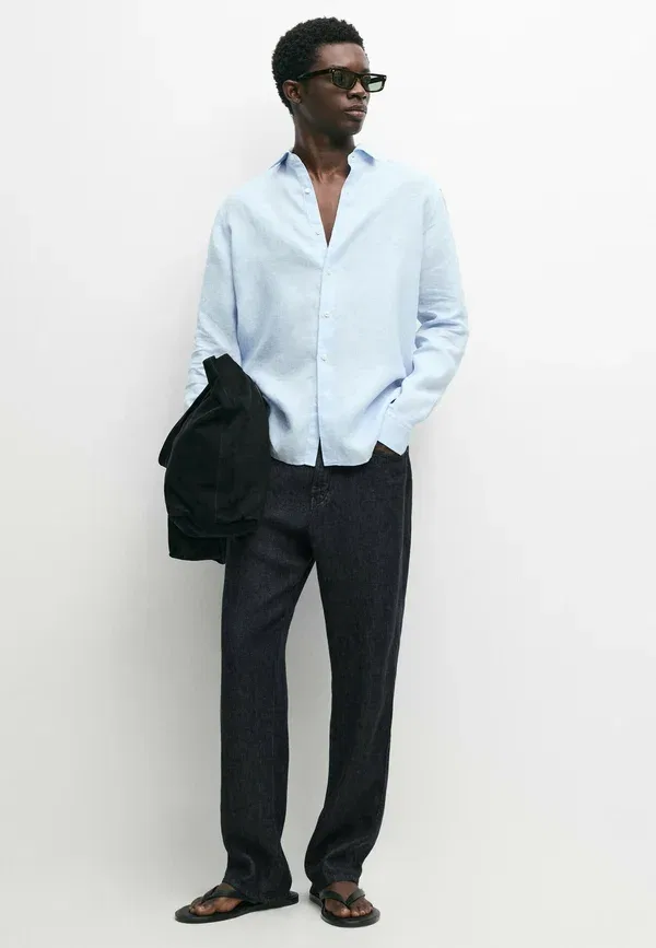 Рубашка в полоску Shirt Massimo Dutti, light blue, светло-голубой — фото 2