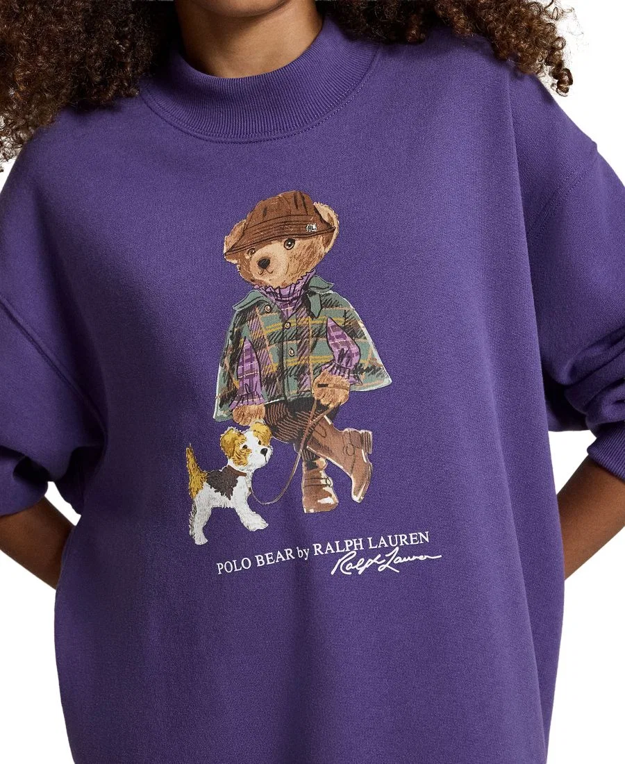 Платье-свитшот из флиса с принтом Polo Bear Polo Ralph Lauren, Valley Purple — фото 4