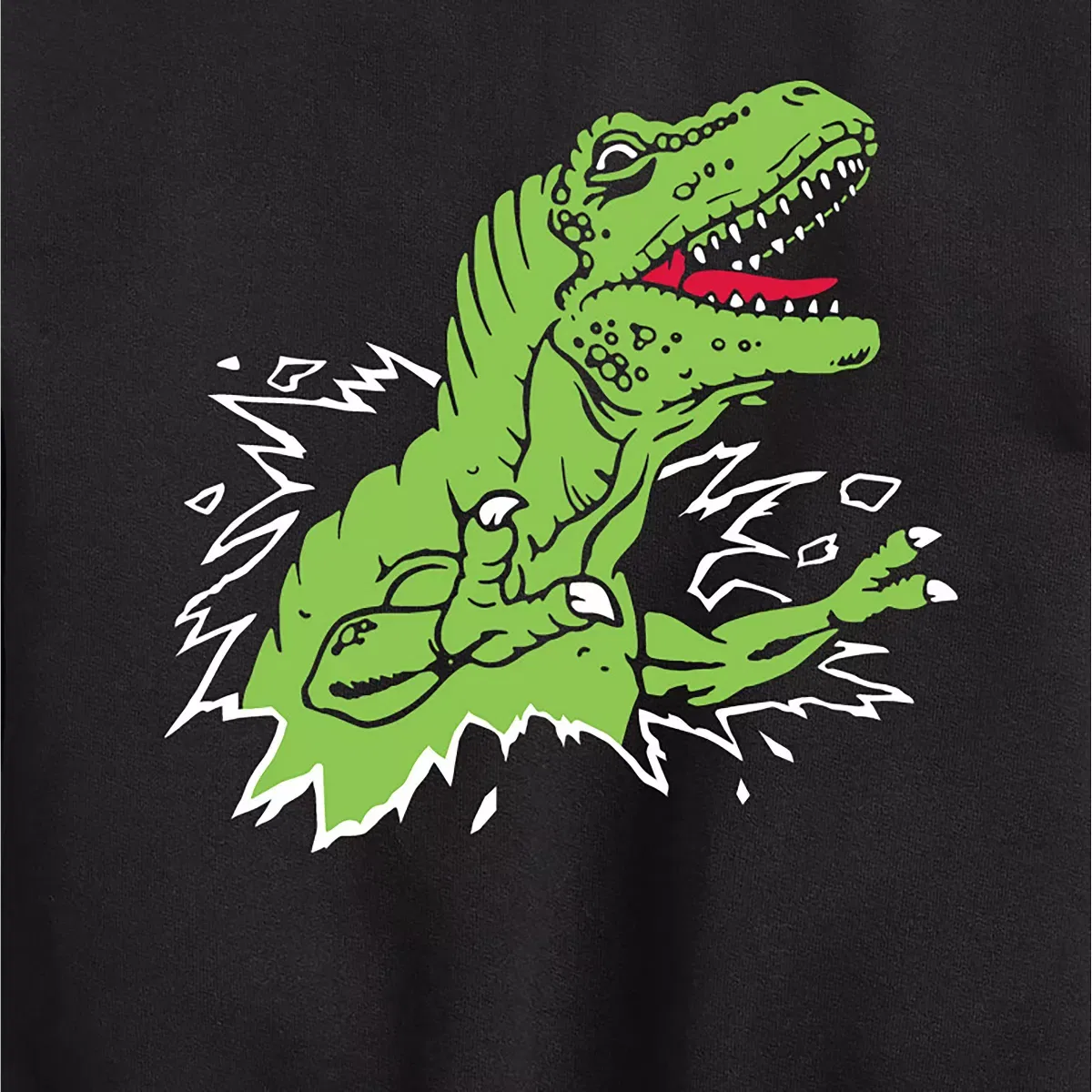 Детское свитшот с длинным рукавом с принтом T-Rex Ripping Out Of Shirt Instant Message, Navy — фото 2