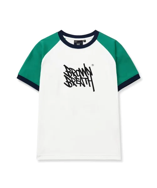 Детская футболка с принтом Raglan Color Block Tee BROWNBREATH KIDS, Green — фото 3