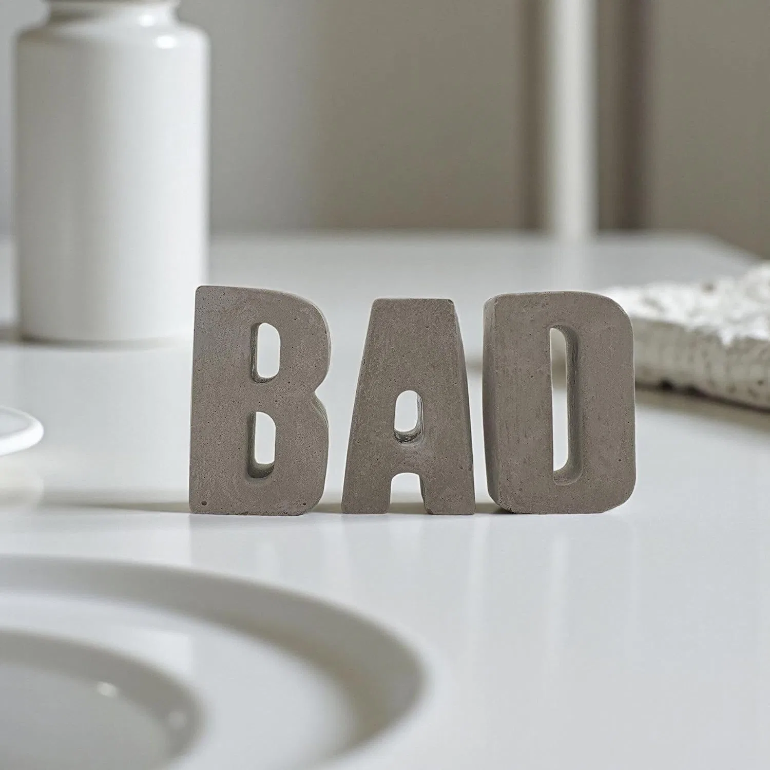 Tub Tea Letters Concrete BAD, 1 шт, Серый Generic