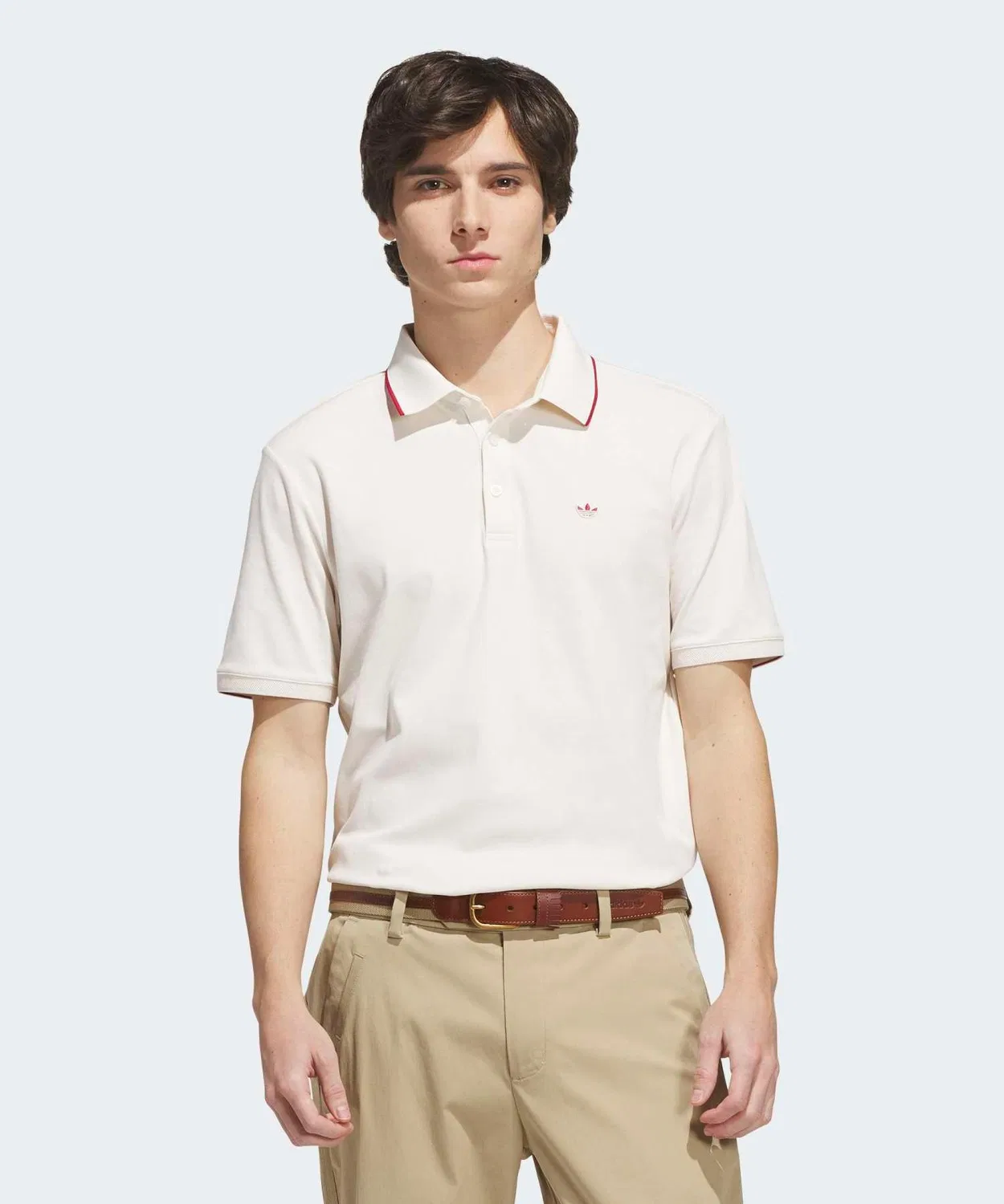 Мужская хлопковая футболка-поло с коротким рукавом Adidas Original Golf Twist Knit, White