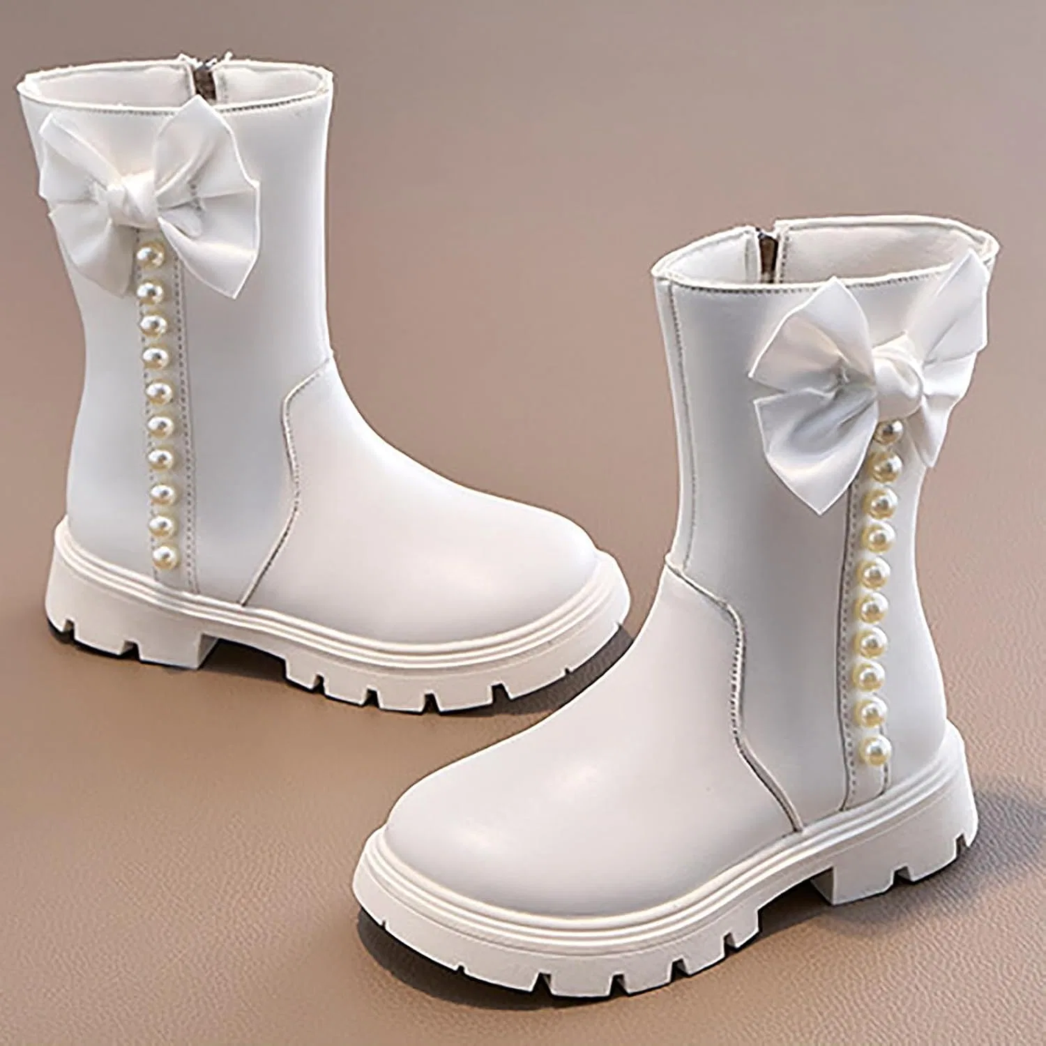Детские сапоги для девочек с принтом, модель Girls Mid Calf Cowgirl Boots, White — фото 4
