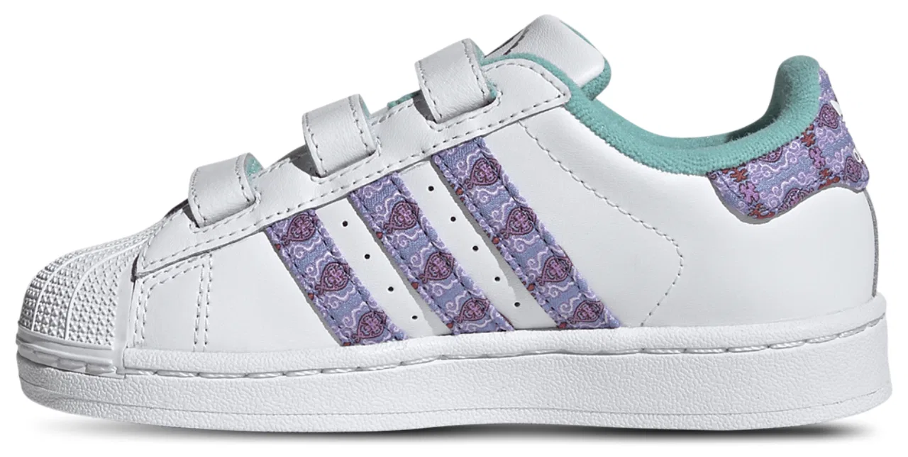Детские кроссовки для девочек с кожаным верхом, модель Superstar, adidas, White Purple — фото 2