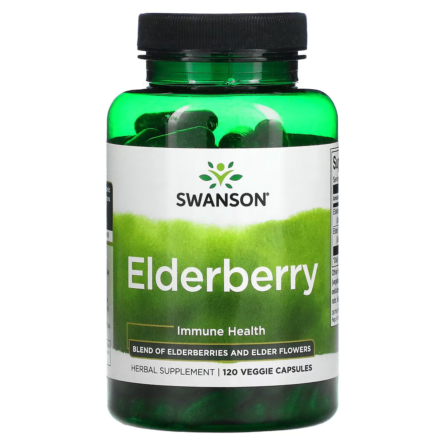 

Swanson, Elderberry, для укрепления иммунитета, 120 растительных капсул