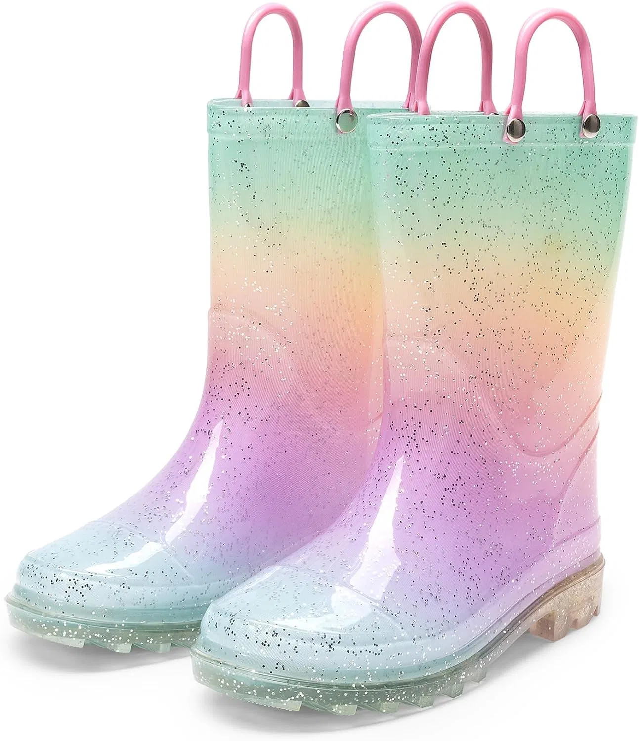 Детские сапоги резиновые с блестками DREAM PAIRS, Rainbow