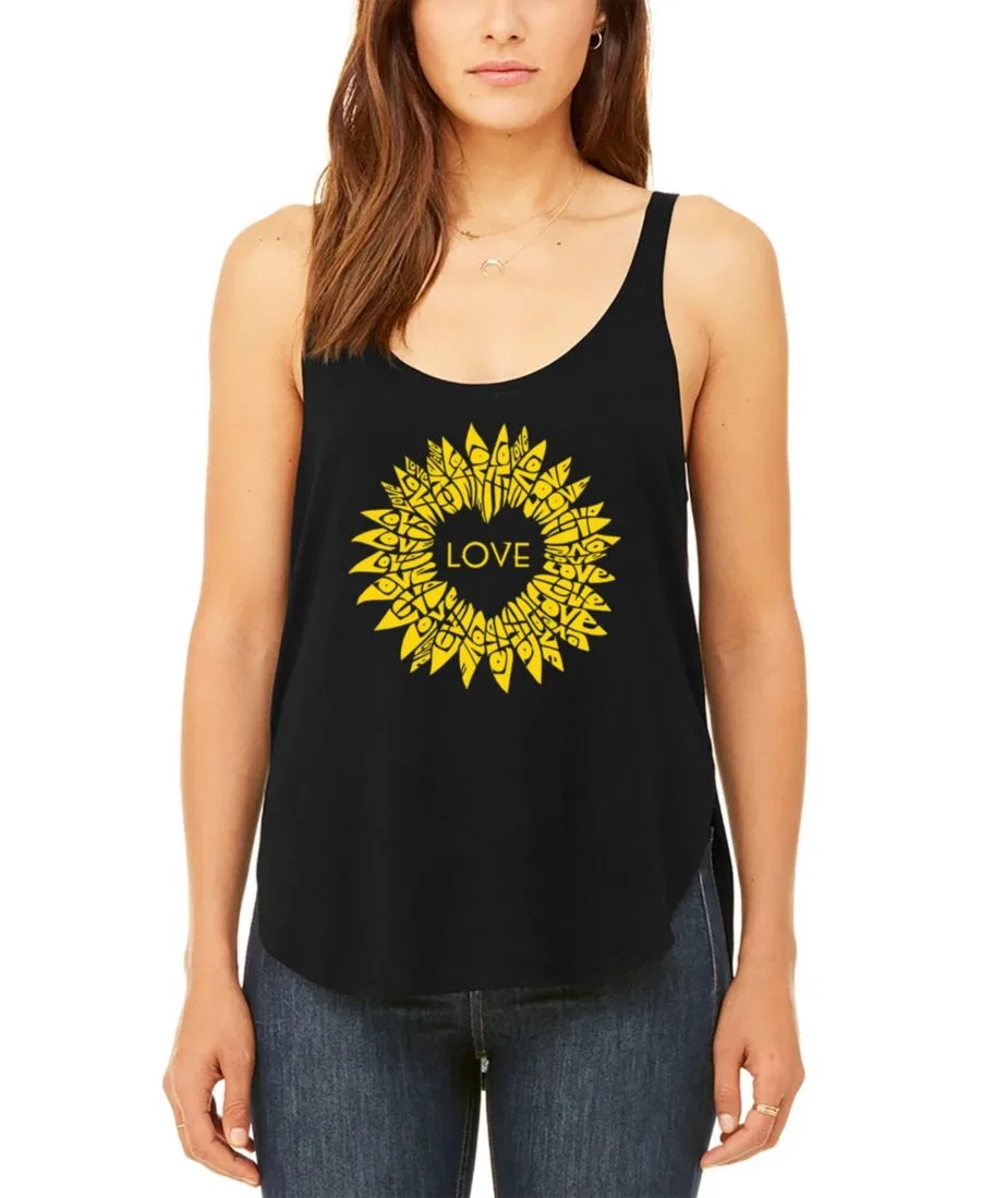 Женский топ-майка с принтом Sunflower Love LA Pop Art, Black