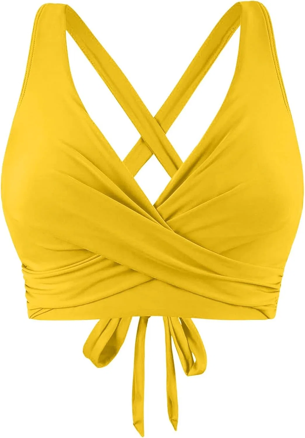 Женский бикини-комплект с танк-топом и высокой талией, Yellow — фото 3