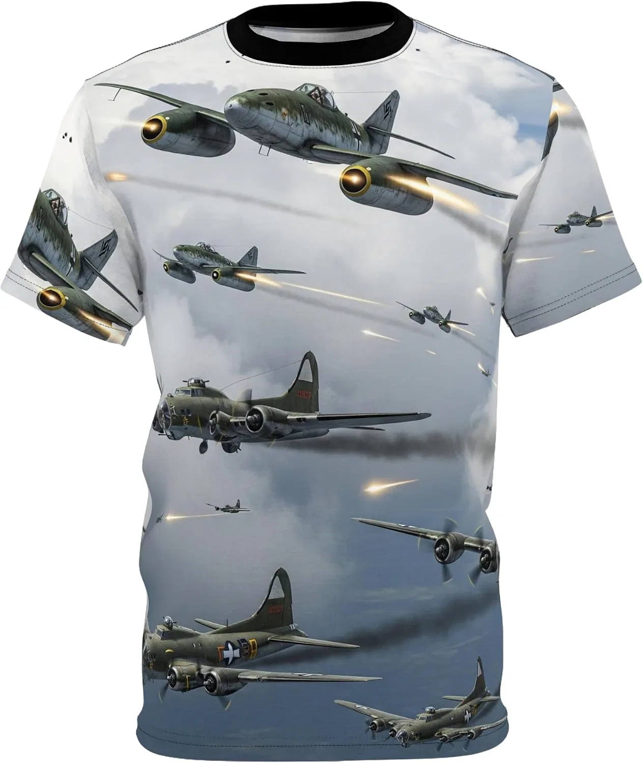 Унисекс футболка с принтом Messerschmitt Me 262 Black Stitching