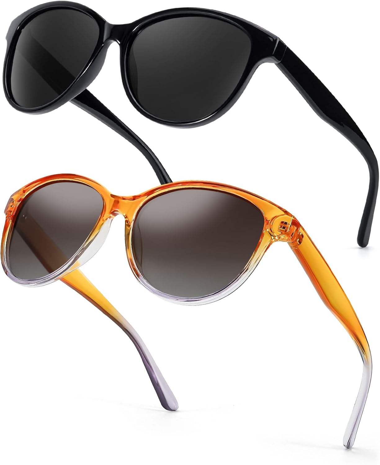 

Поляризованные солнцезащитные очки Myiaur для женщин, модные солнцезащитные очки «кошачий глаз» с защитой UV400, классический ретро-стиль, комплект из 2 штук, A11 (2 Pack) Black + Orangepurple