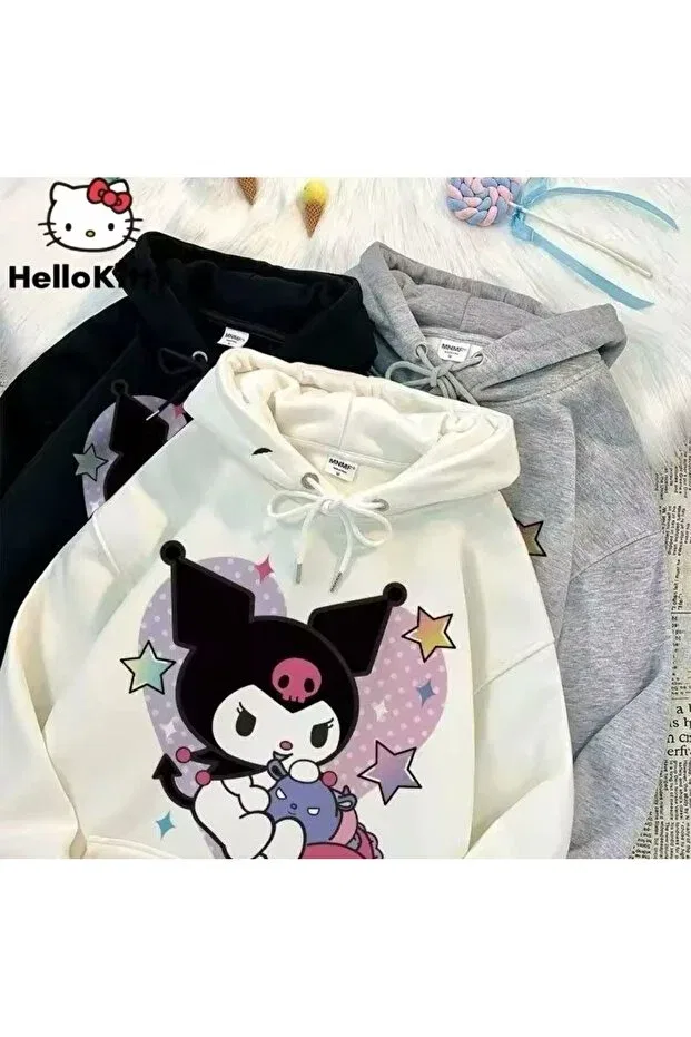 Детское худи с принтом Kuromi Star Printed Hooded Sweatshirt Aesthia, White