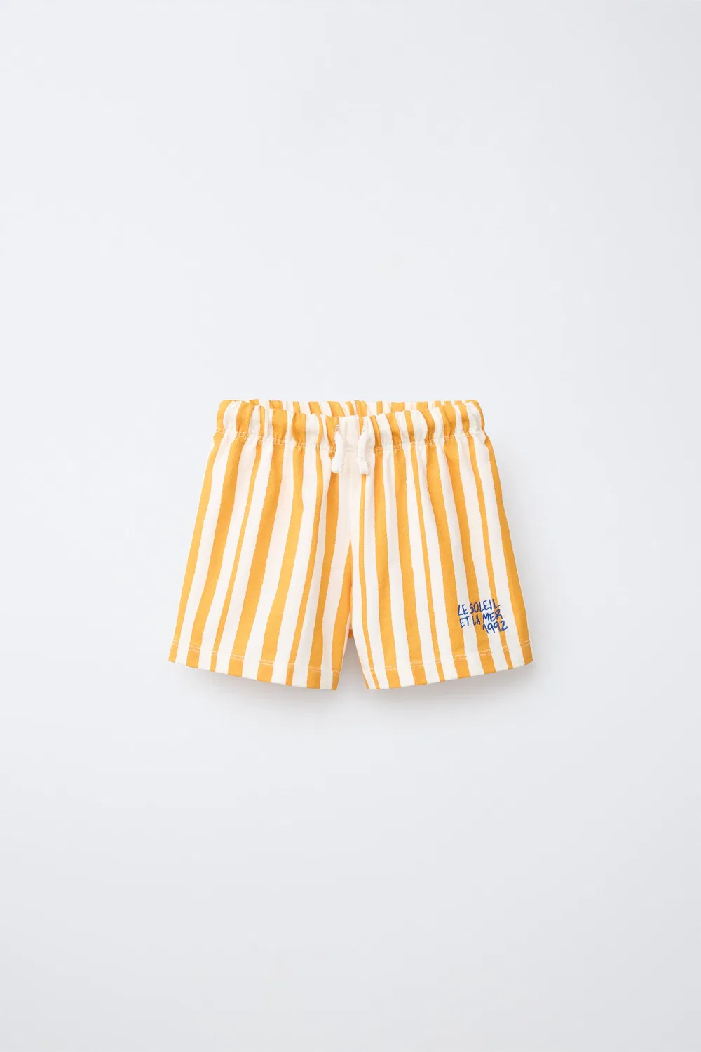 Полосатые бермудские шорты с вышитым текстом ZARA, Ochre