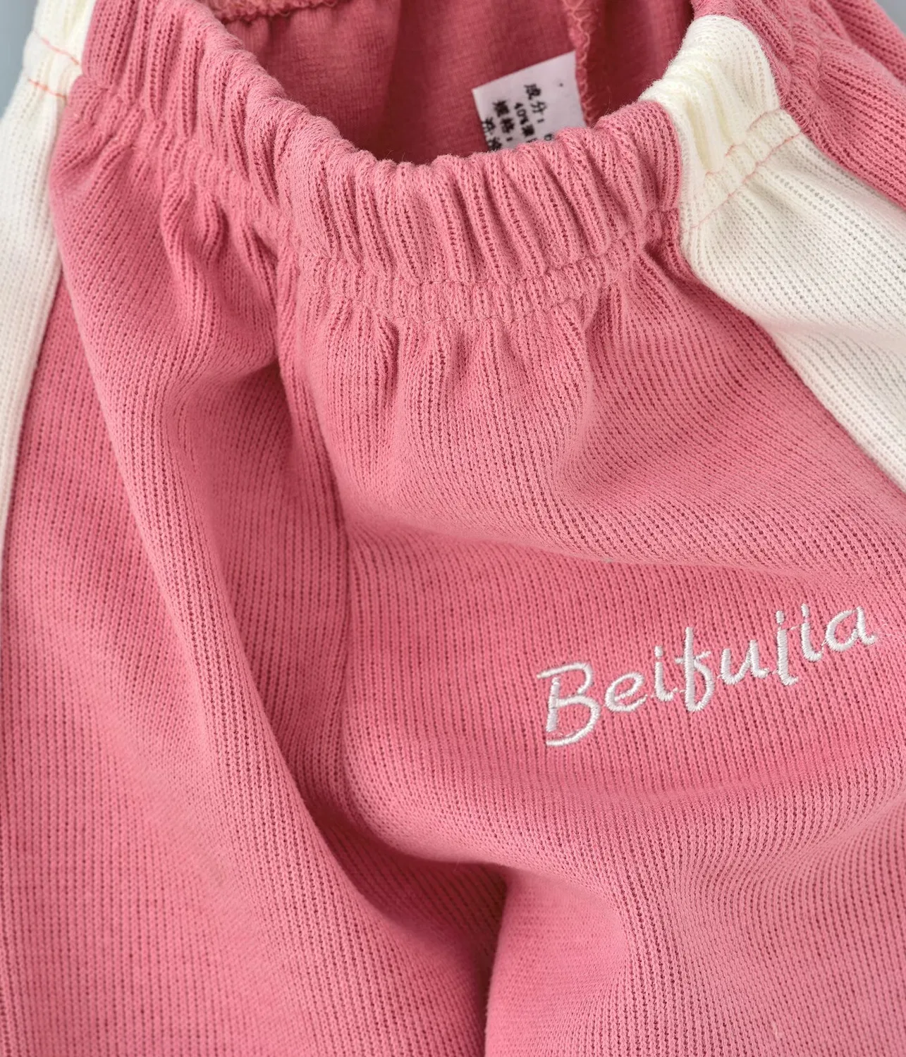 Джоггеры с полосами по бокам на средней посадке Babyqlo, розовый — фото 4