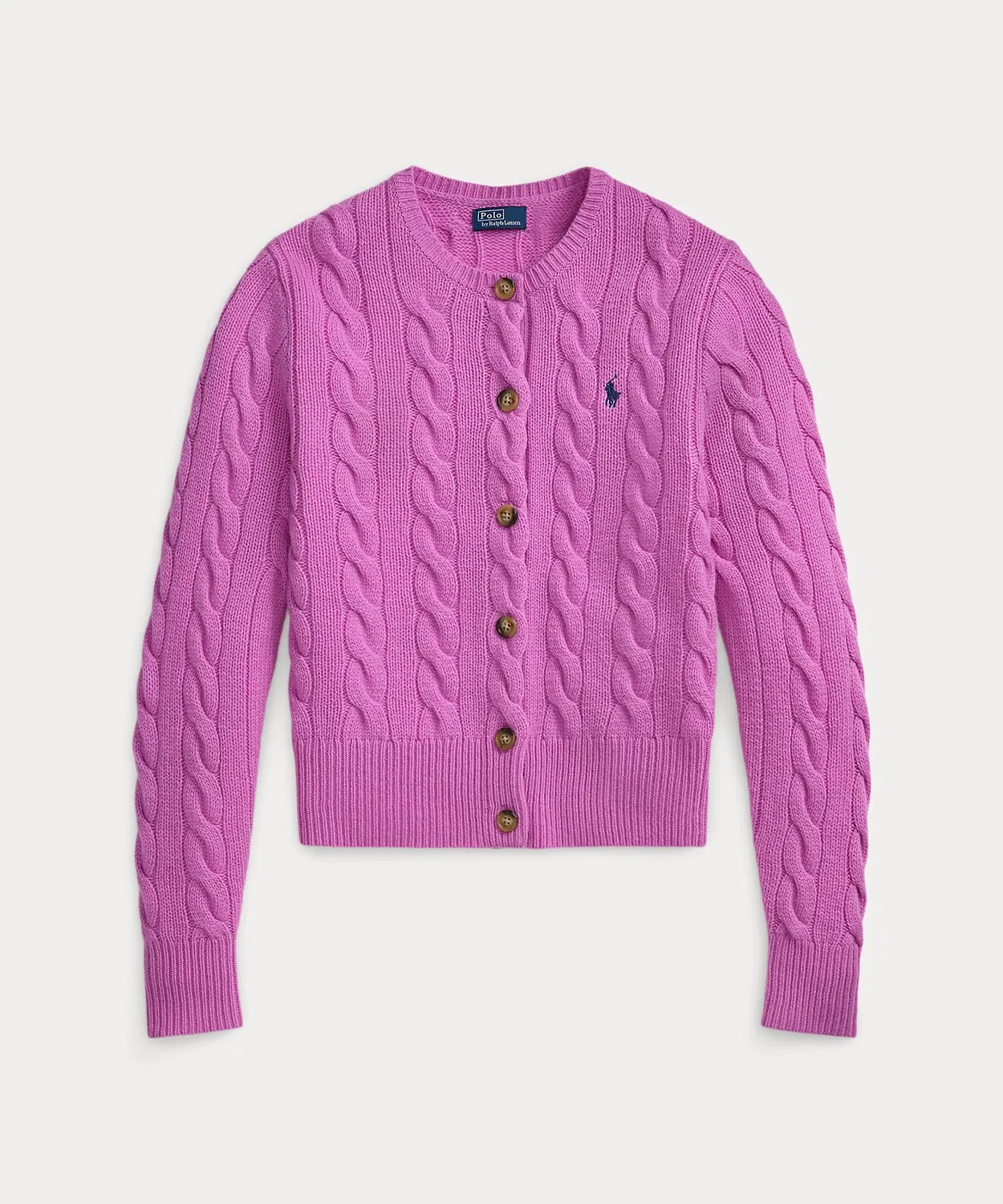 Женский кардиган из шерсти и кашемира с длинным рукавомPOLO RALPH LAUREN, Розовый — фото 2