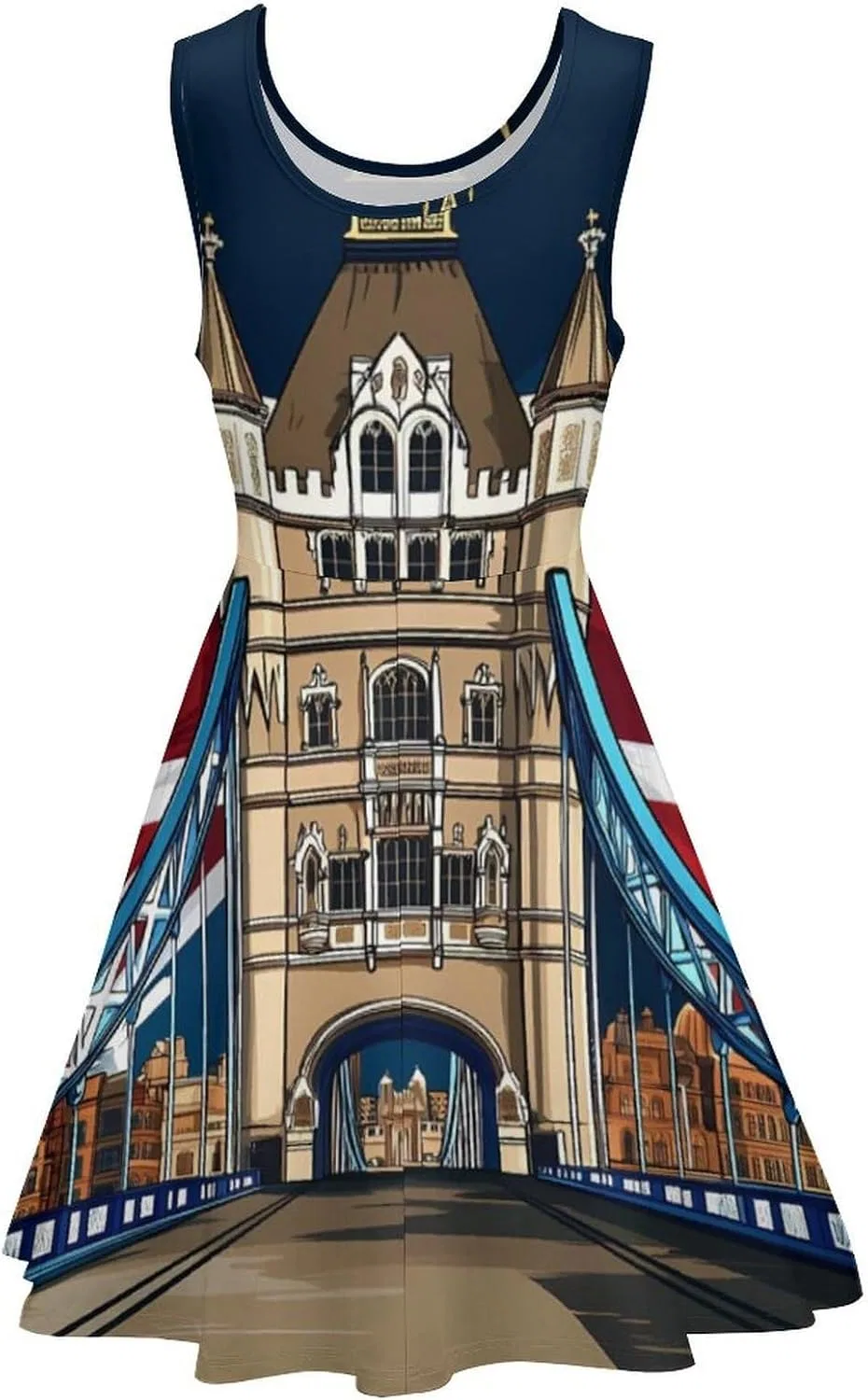 Женское летнее платье без рукавов с воланами, London Tower Bridge — фото 4