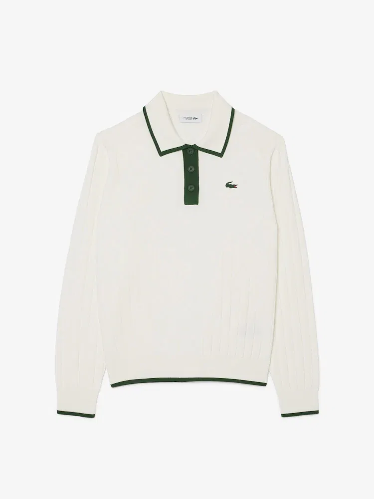 Свитер женский LACOSTE White с контрастными деталями