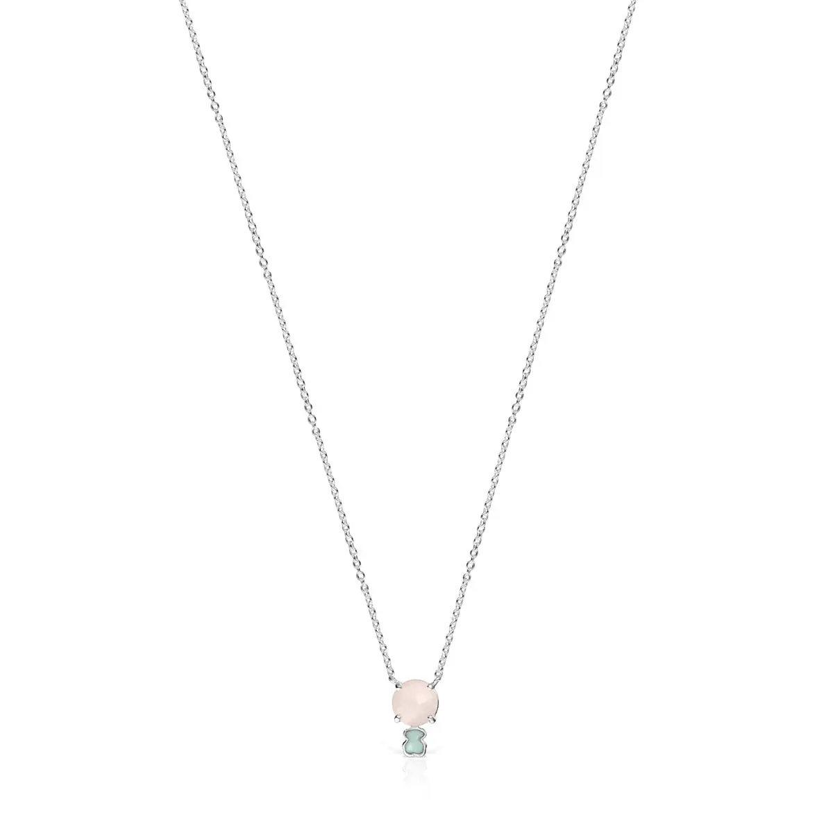 

Колье Tous Mini Color With Pink Quartz And Amazonite, серебро