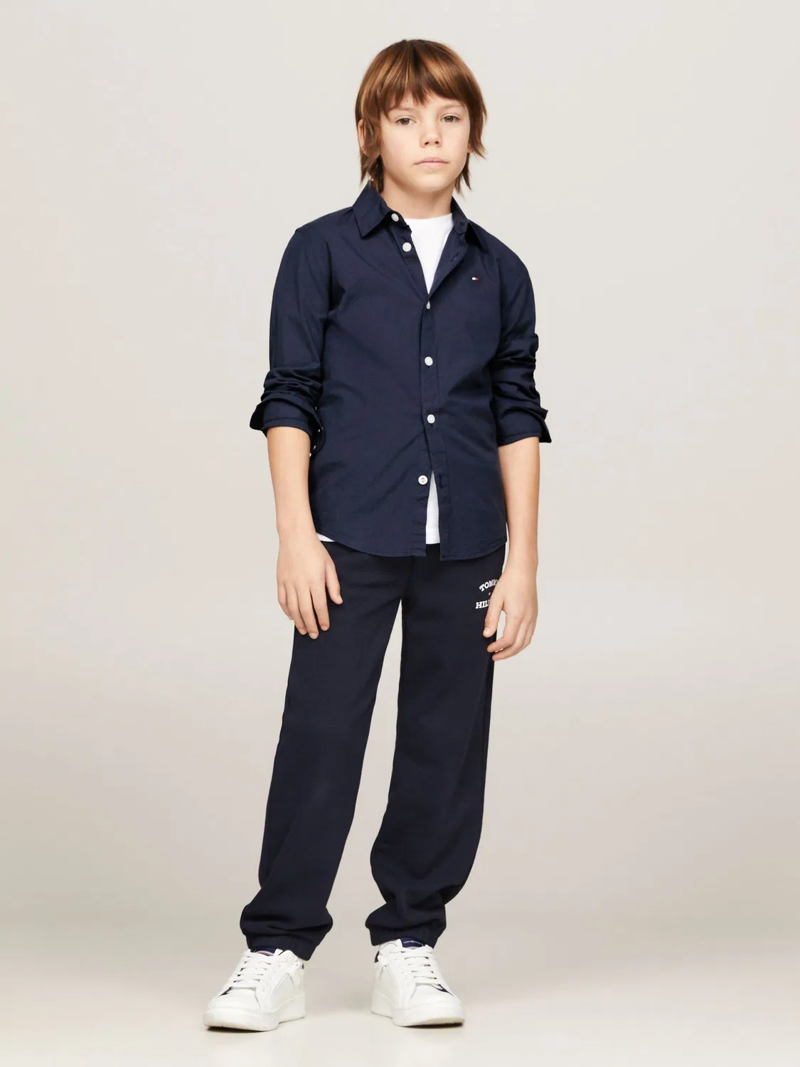 Рубашка из хлопка с эластаном Tommy Hilfiger, синяя — фото 2