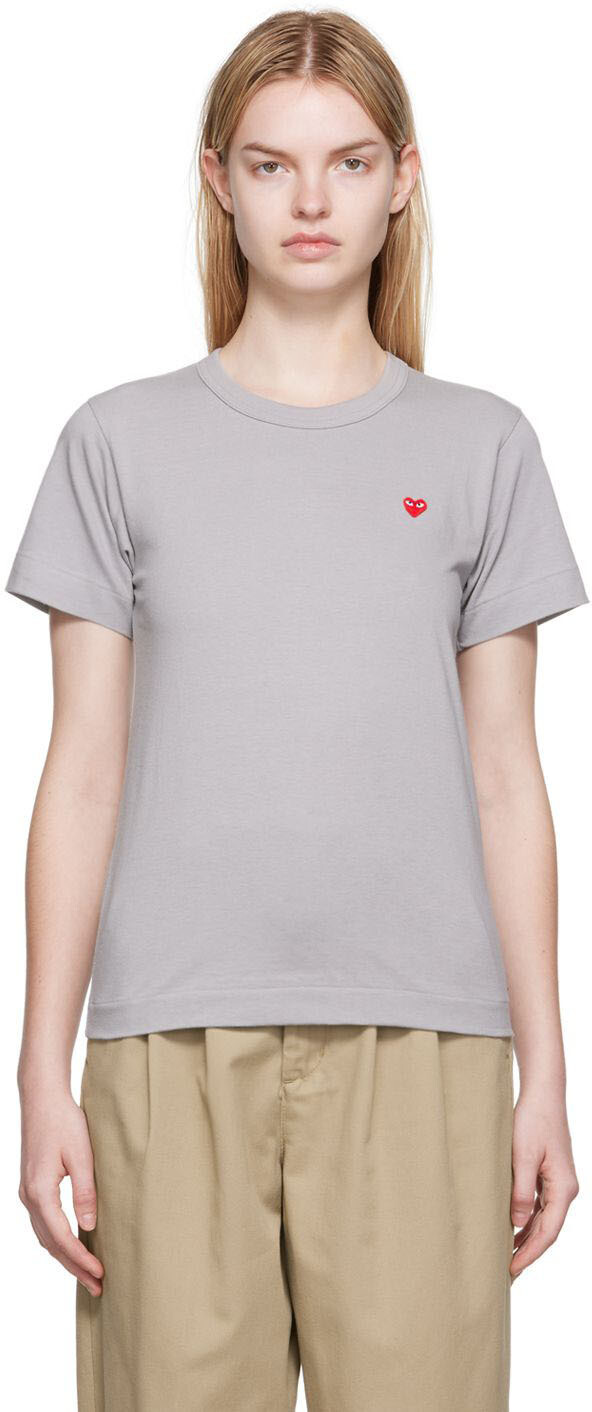 

Серая футболка с маленьким сердечком Comme des Garçons Play, Серый, Серая футболка с маленьким сердечком Comme des Garçons Play