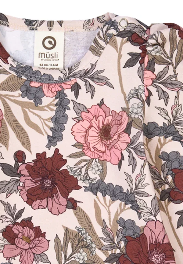 Футболка с цветочным принтом Long sleeved top, Musli By Green Cotton, nightingale-root-nostalgia rose — фото 3