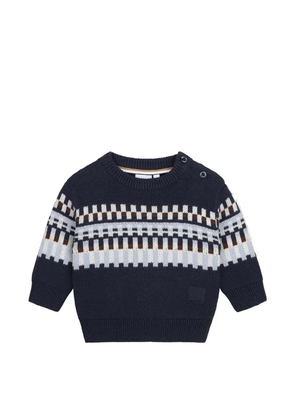 Свитер с узором фэр-айл Boss Kidswear, синий