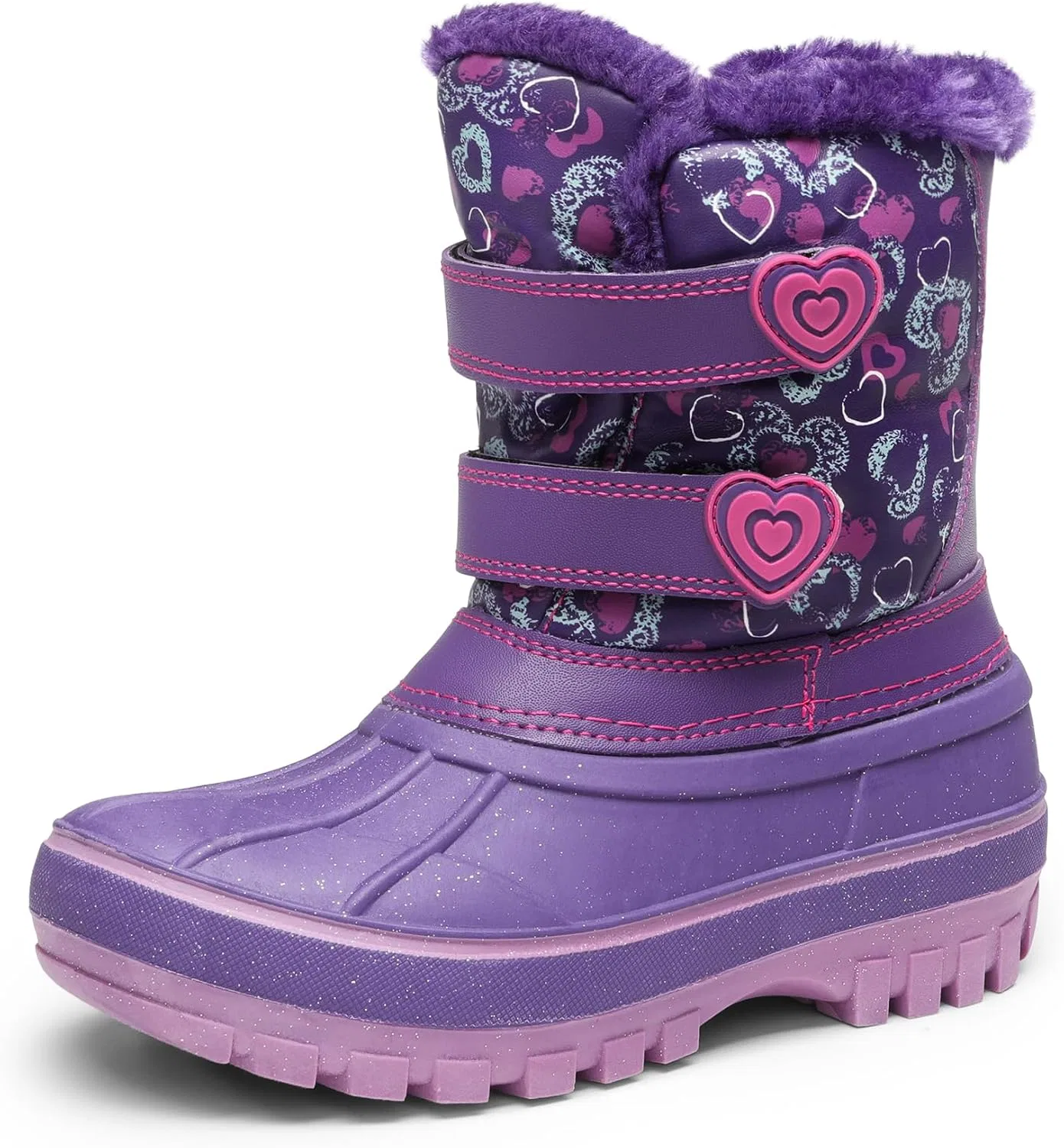 Детские зимние водонепроницаемые снежные ботинки DREAM PAIRS, Purple