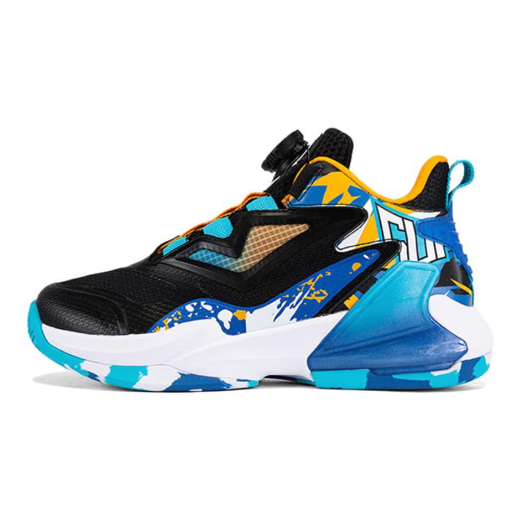 

Скользоустойчивые амортизирующие износостойкие мидтоп баскетбольные кроссовки для детей черно-синие подростковые XTEP, Черный/Многоцветный Зимородок Синий