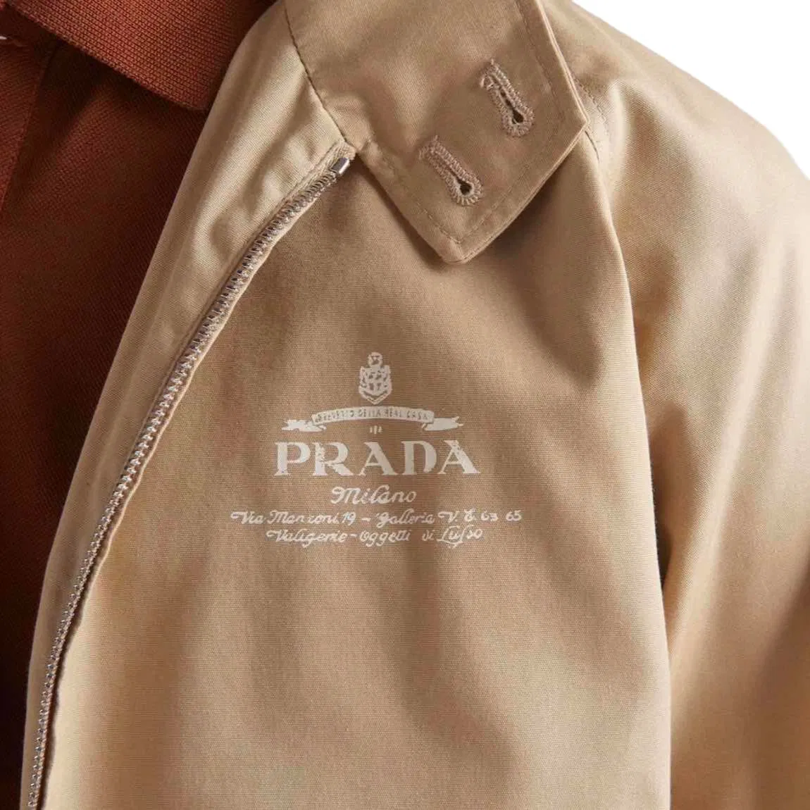 Мужская куртка с воротником-стойкой Beige PRADA — фото 3