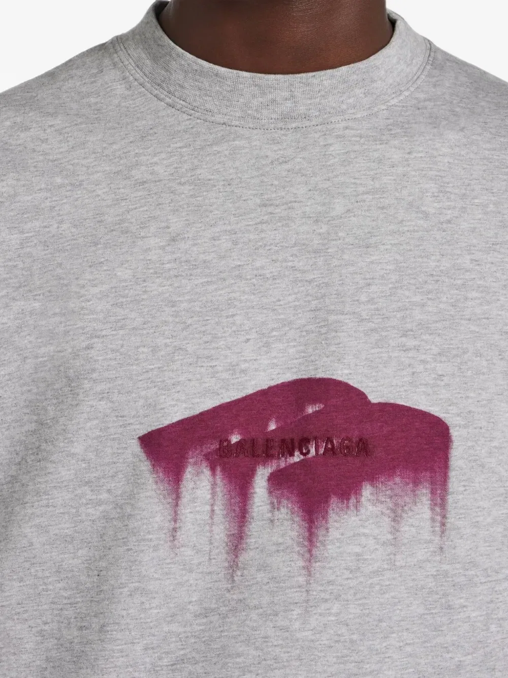 Футболка из хлопка Wet Brush с логотипом BALENCIAGA, серый — фото 3