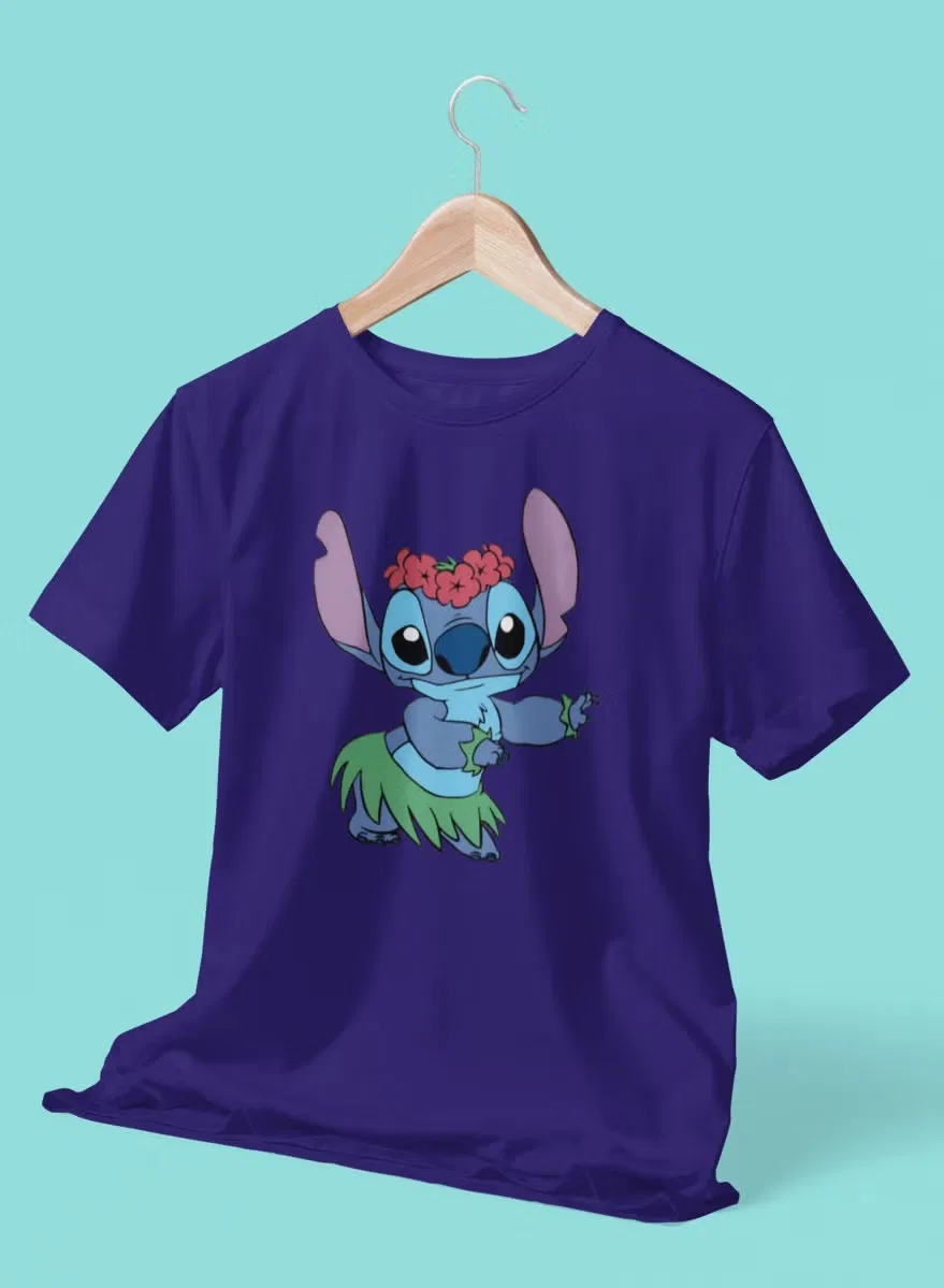 Футболка с принтом Cute Stitch Dancing Zoom, фиолетовый