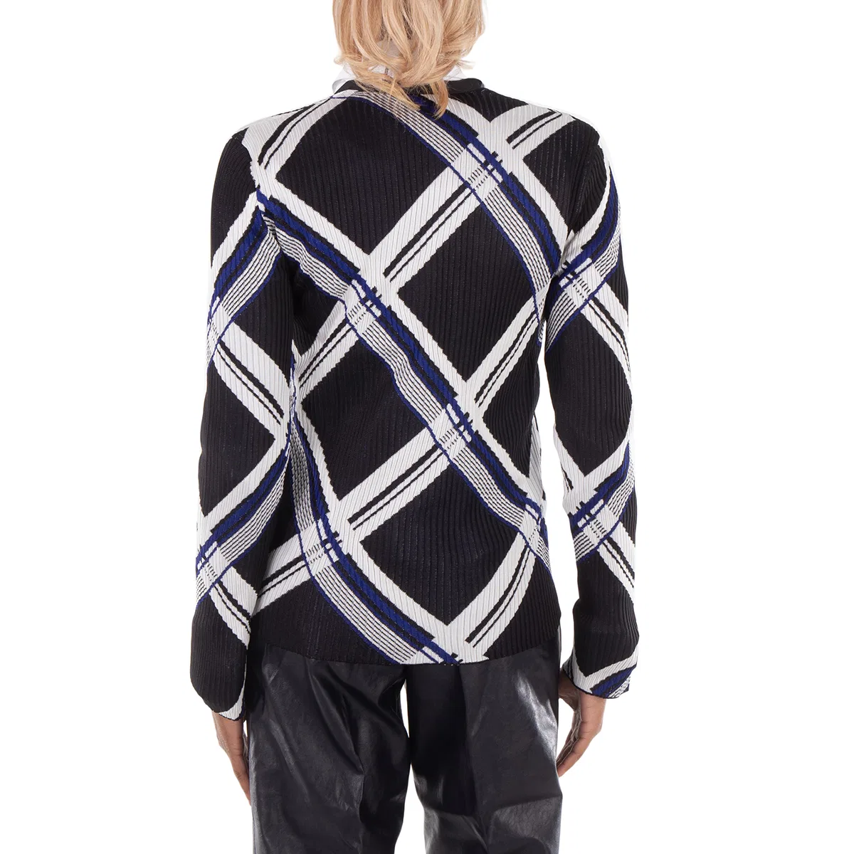 Кардиган с жаккардовым узором и V-образным вырезом Check-Jacquard Burberry, Black Ip Chk — фото 4