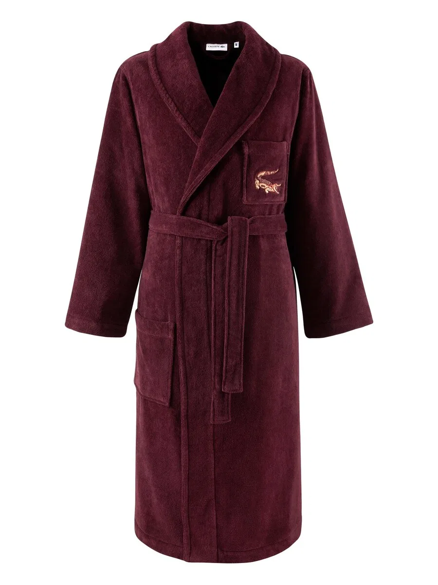 Банный халат LACOSTE LRENE, с печатью логотипа, бордовый