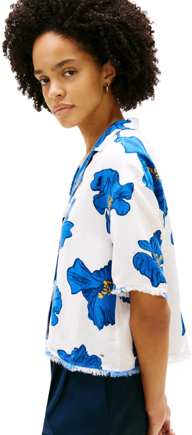 Женская блуза с коротким рукавом Tommy Hilfiger, White (Poppy Print Spaced Ivory/Blue Orbit) — фото 4